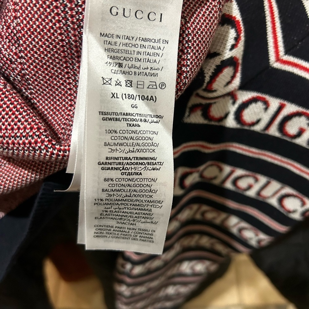 Men's Gucci logo, cotton jacquard cardigan in ink, red and white size XL - Picture 5 of 12